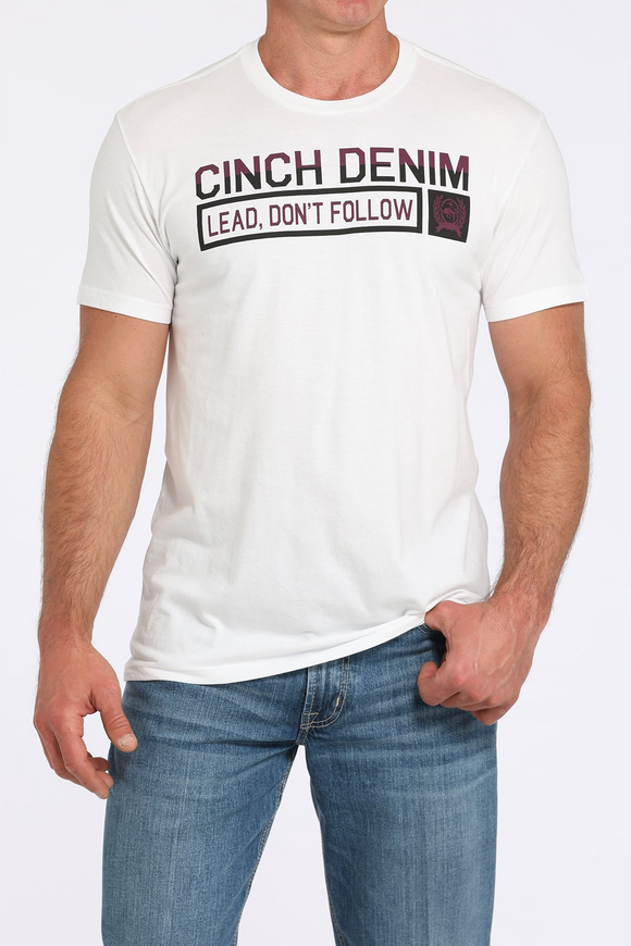CINCH MEN'S CINCH DENIM T-SHIRT - WHITE