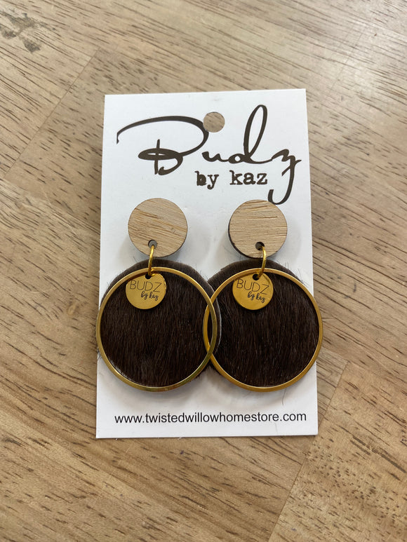 Budz By Kaz - Dark Brown Cowhide/Gold