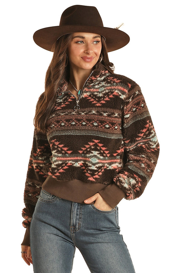 Rock & Roll Cowgirl - AZTEC PULLOVER Chocolate