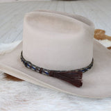 Genuine Horsehair 6 Strand Braided Hat Band with Single Tassel - Cobalt