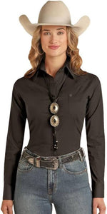 Rock n Roll Denim Solid Button Up - Black