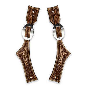 Ezy Ride Spur Strap Floral Hatched Stamping Light Oil 9.5” NE-249
