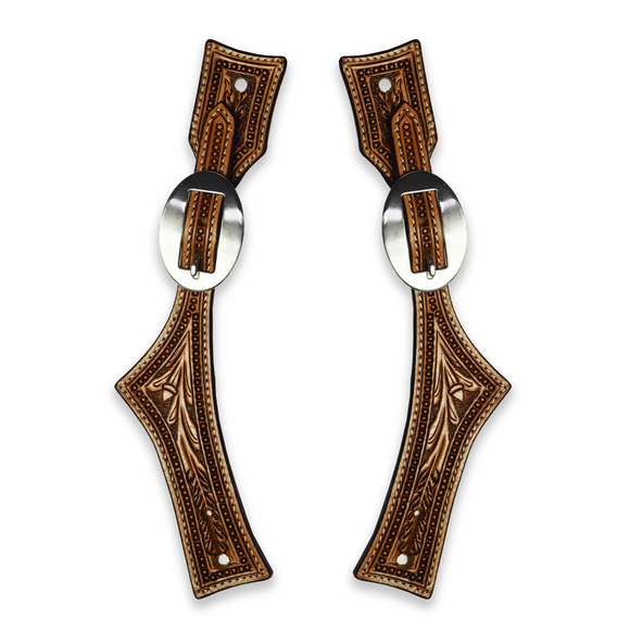 Ezy Ride Spur Strap Floral Hatched Stamping Light Oil 9.5” NE-249