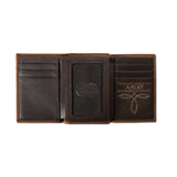 ARIAT TRIFOLD WALLET OVRLAY SCROLL EMBOSSED MEDIUM BROWN - A3568944