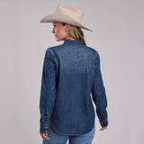 Stetson Wmns Collection LS Shirt Solid Blue