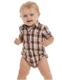 JUST COUNTRY
Infant's Frankie Short Sleeve Full Button Jumpsuit - Tan, Choc, White Plaid
