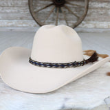 Genuine Horsehair 6 Strand Braided Hat Band with Single Tassel - Cobalt
