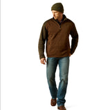 Ariat CALDWELL LOGO 1/4 ZIP SWEATER - CARAFE/EARTH GREEN