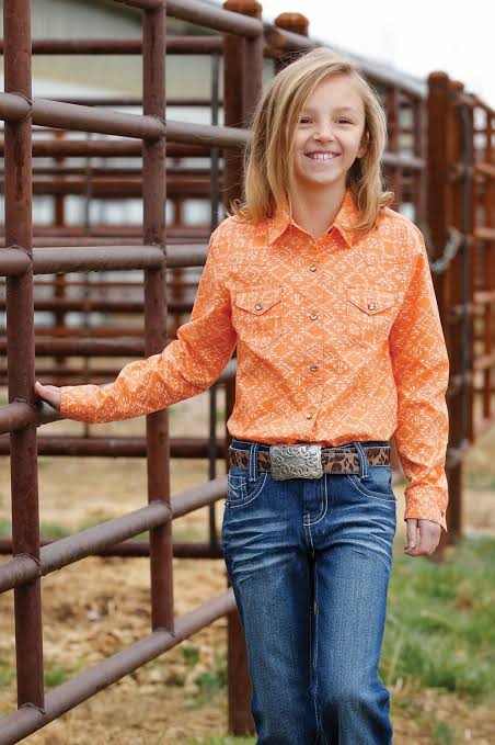 Cruel Girl Button Up Arena Shirt - Aztec Orange CTW3230016