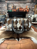 Diamond Pattern Cowhide Overnight Bag #001