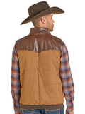 TWILL AND LEATHER PUFFER LAWMAN VEST