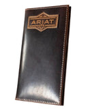 Ariat Mens Brown Leather Stitched Logo Rodeo Wallet - A3566302