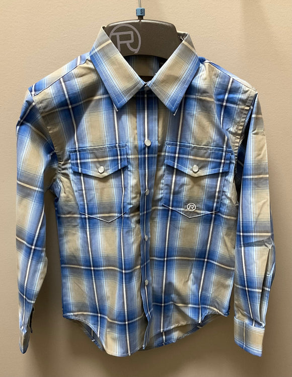 Roper Boys West Made Collection Print Shirt Blue