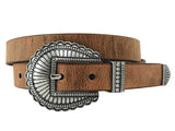 Roper Women's Distressed Leather Brown Belt - 3 Piece Buckle