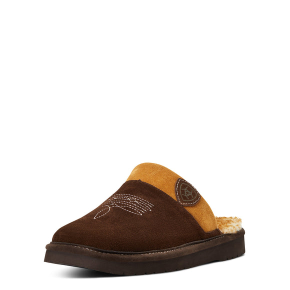 Ariat Men's Silversmith Square Toe Slipper - Chocolate with Chestnut