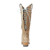 REVERIE KNEE HIGH CORSET - LATTE SUEDE AND POWDER BLUE