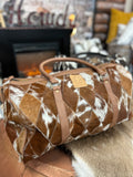 Diamond Pattern Cowhide Overnight Bag
