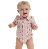 JUST COUNTRY
Infant's Frankie Short Sleeve Full Button Jumpsuit - BABY PINK BOOTS