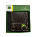 JD BROWN ANTIQUE LEATHER STITCHED TRI-FOLD WALLET - RUBBER TRADEMARK LOGO PATCH