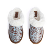 Marta Turquoise Leather Lined Slippers - Turquoise