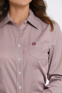 WOMEN'S TENCEL ™ STRIPE BUTTON-DOWN WESTERN SHIRT - PINK