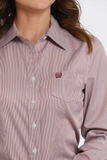 WOMEN'S TENCEL ™ STRIPE BUTTON-DOWN WESTERN SHIRT - PINK