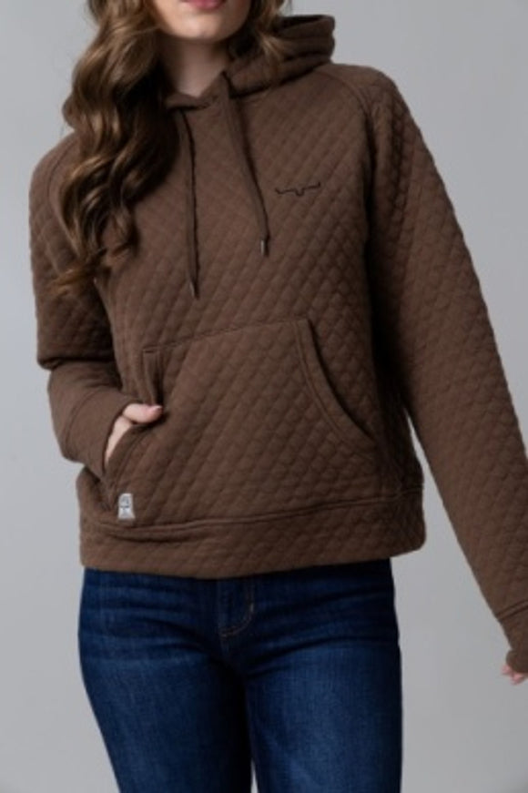 Kimes Ladies Angel Fire Quilted Hoodie in Brown
