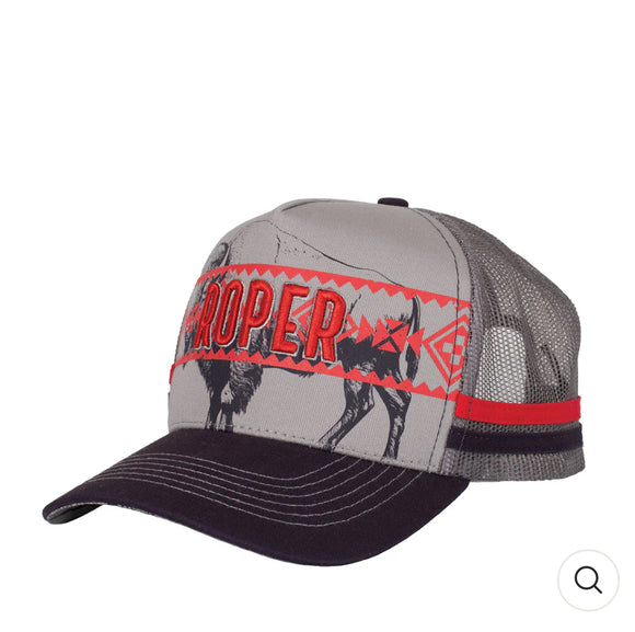 Roper Trucker Cap - RC2500 - Aztec Bison Grey
