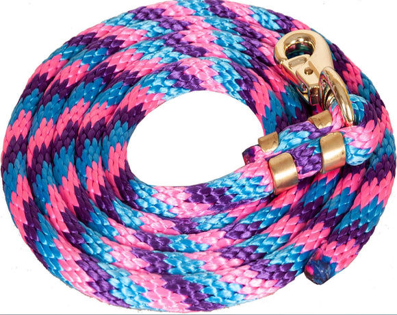 Ezy Ride Poly Lead Rope 5/8in 9ft Turquoise Pink Purple