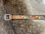 Ariat Wms Belt 1.5in Embroidered Flowers Brown - A1567502