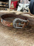 Ariat Wms Belt 1.5in Embroidered Flowers Brown - A1567502