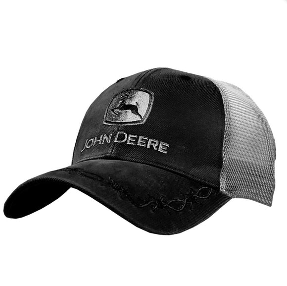 JD OILSKIN TRUCKER MESH CAP-BLACK/SILVER