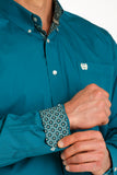 Cinch Men's Solid Teal Button Down Shirt MTW1105777