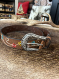 Ariat Wms Belt 1.5in Embroidered Flowers Brown - A1567502