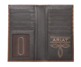 Ariat Mens Brown Leather Stitched Logo Rodeo Wallet - A3566302