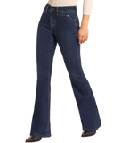 HIGH RISE SCALLOP DETAIL BUTTON FLARE JEANS