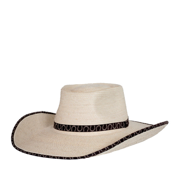 SUNBODY HATS
Ava Palm Leaf Hat - Natural/Chocolate Horseshoes