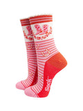 Cowboy Boot Stripe Bamboo Socks in Pink