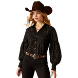 Ariat Blinged Out Top - GOLDEN HORSESHOES PRINT
