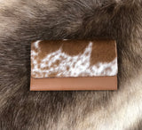Cowhide and Leather Flap Wallet