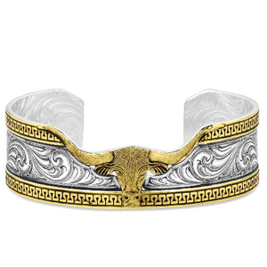 MONTANA SILVERSMITH ‘CARVED LONGHORN’ CUFF BRACELET BC5894RTG