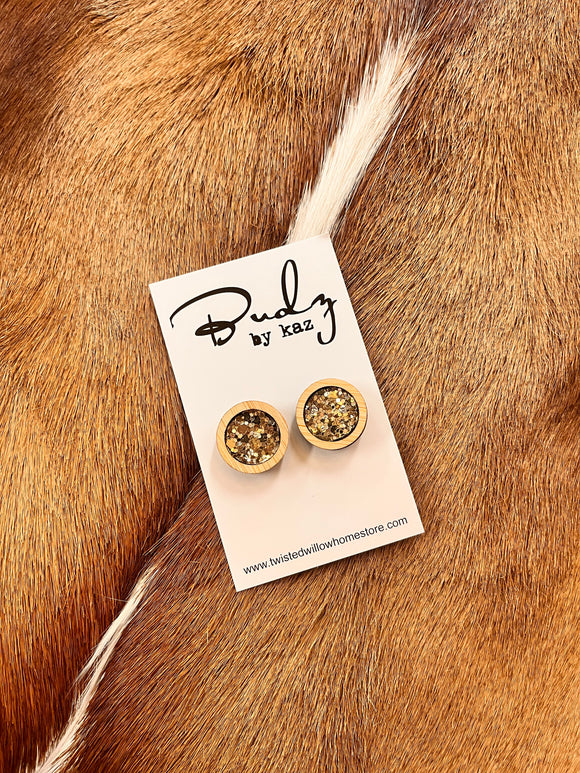Budz by Kaz - Gold Glitter Studs