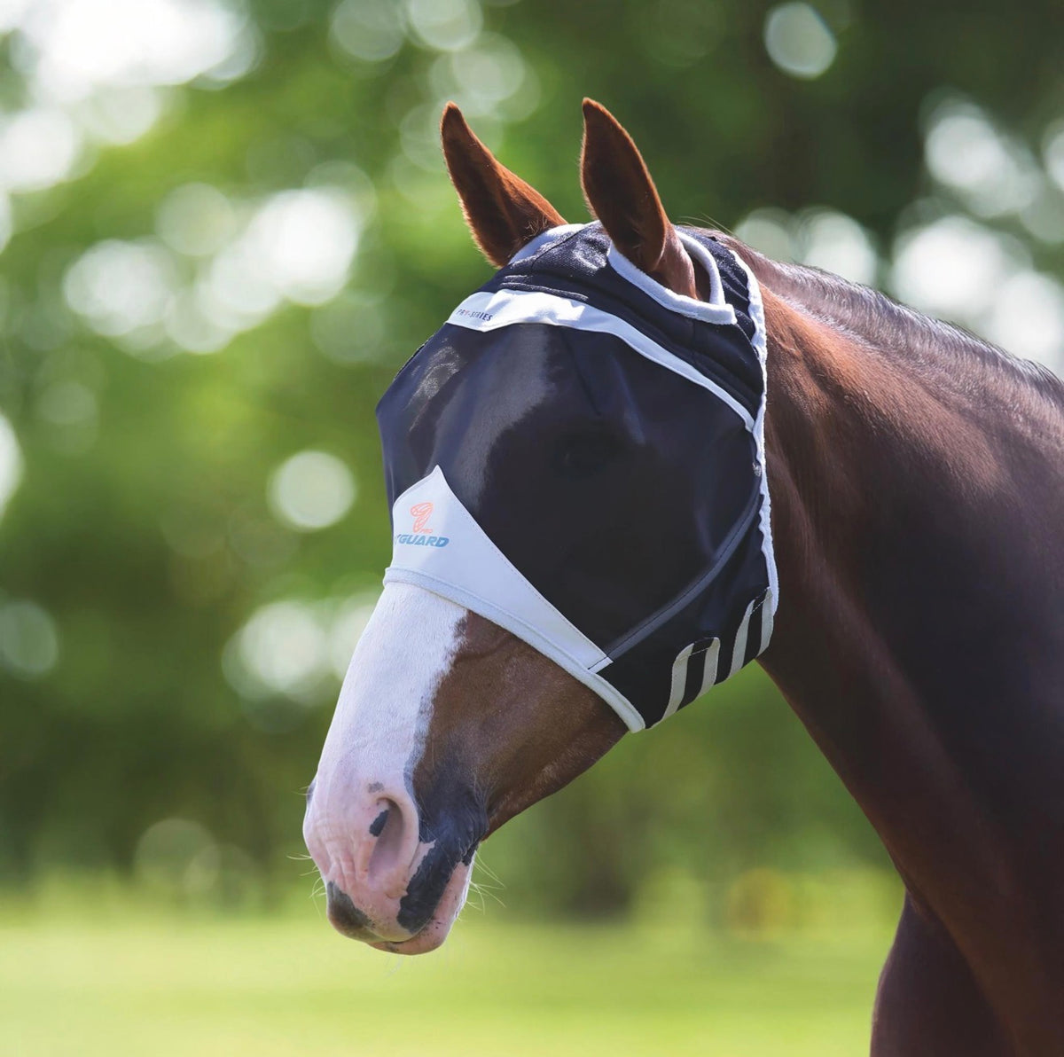 Shires FlyGuard Pro Fine Mesh Fly Mask with Ear Holes Navy – The Tack House