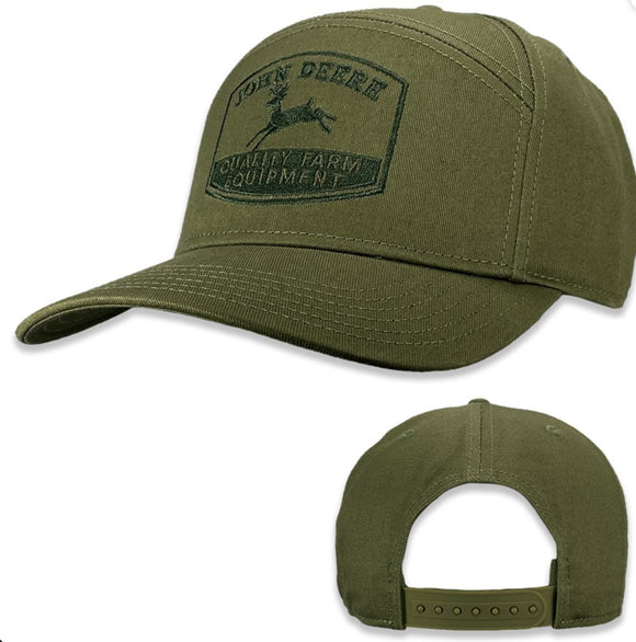 JD COTTON TWILL 7 PANEL EMBROIDERED CAP-OLIVE