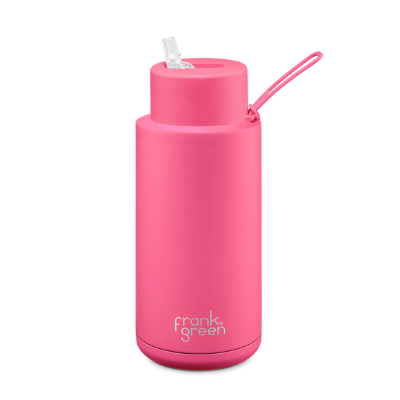 Frank Green Ceramic Reusable Bottle - 34oz Neon Pink