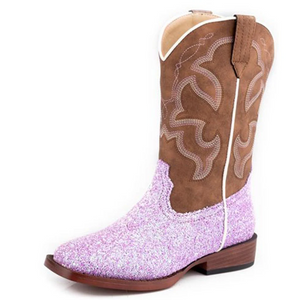 Roper Glitter Blast Purple Glitter Brown Girls Boots