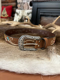 Ariat Wms Belt 1.5in Embroidered Flowers Brown - A1567502