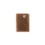 ARIAT BASKETWEAVE FLORAL TAN TRIFOLD WALLET - A3564108