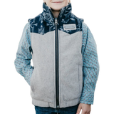 Cinch Youth Boy's Grey & Aztec Contrast Print Wooly Vest MWV5050003