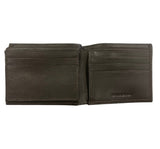 JD BROWN PEBBLE GRAIN LEATHER BI-FOLD WALLET - TRADEMARK LOGO
